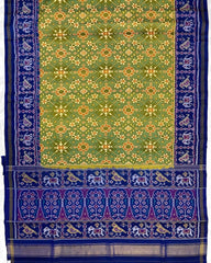 Blue & Parrot Green Navratan Patola Saree - SindhoiPatolaArt