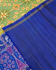 Blue & Parrot Green Navratan Patola Saree - SindhoiPatolaArt