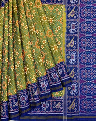 Blue & Parrot Green Navratan Patola Saree - SindhoiPatolaArt