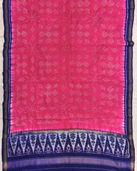 Blue & Pink Bandhani Patola Dupatta - SindhoiPatolaArt