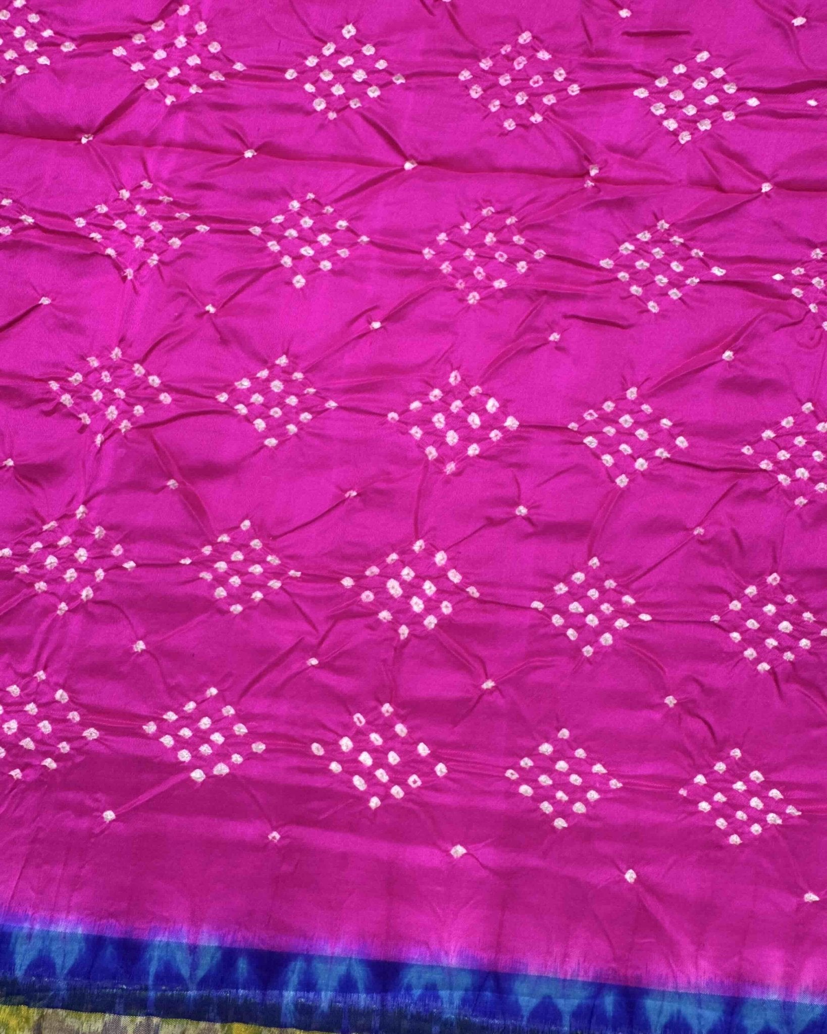 Blue & Pink Bandhani Patola Saree - SindhoiPatolaArt
