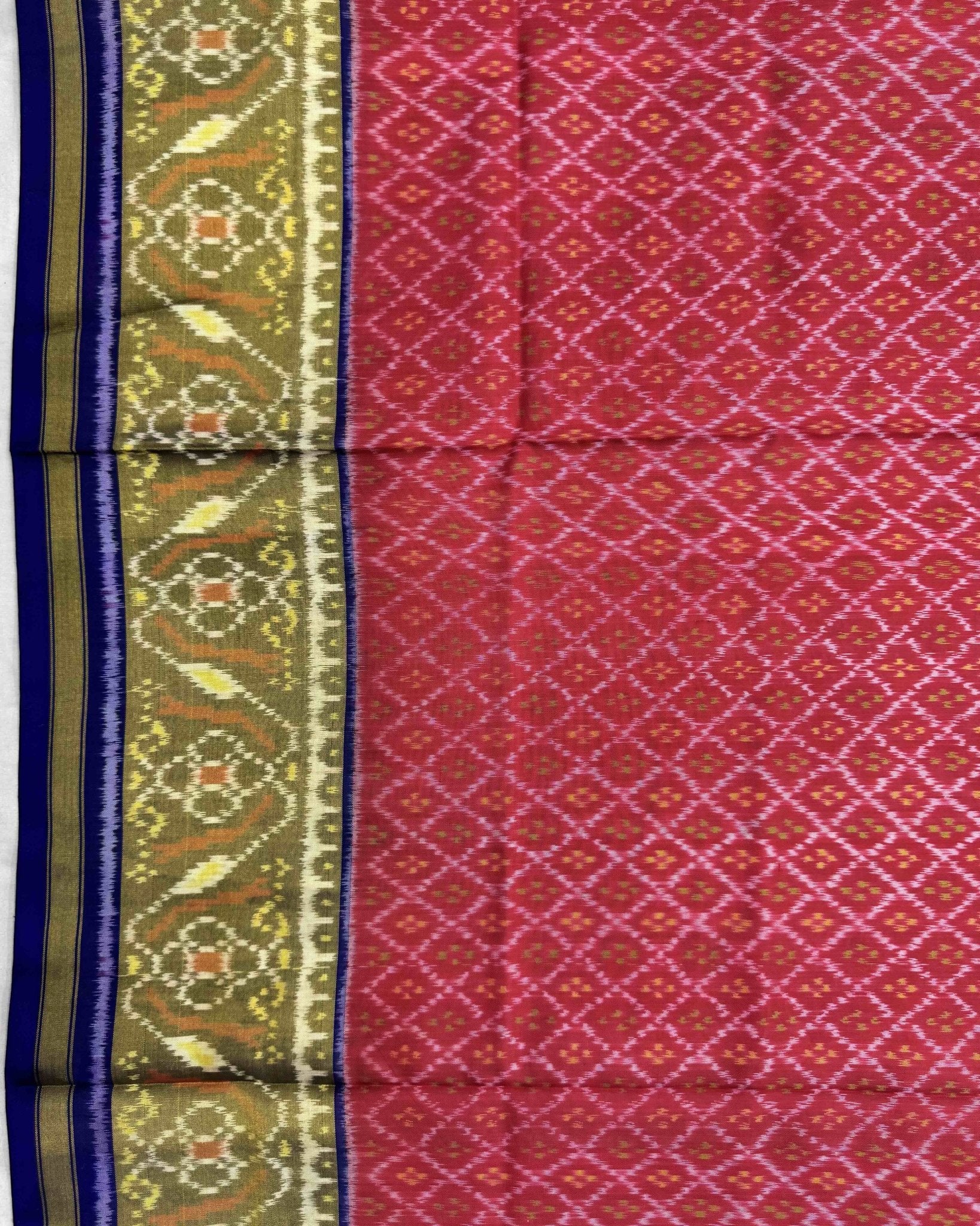 Blue & Pink Booty Design Patola Saree - SindhoiPatolaArt