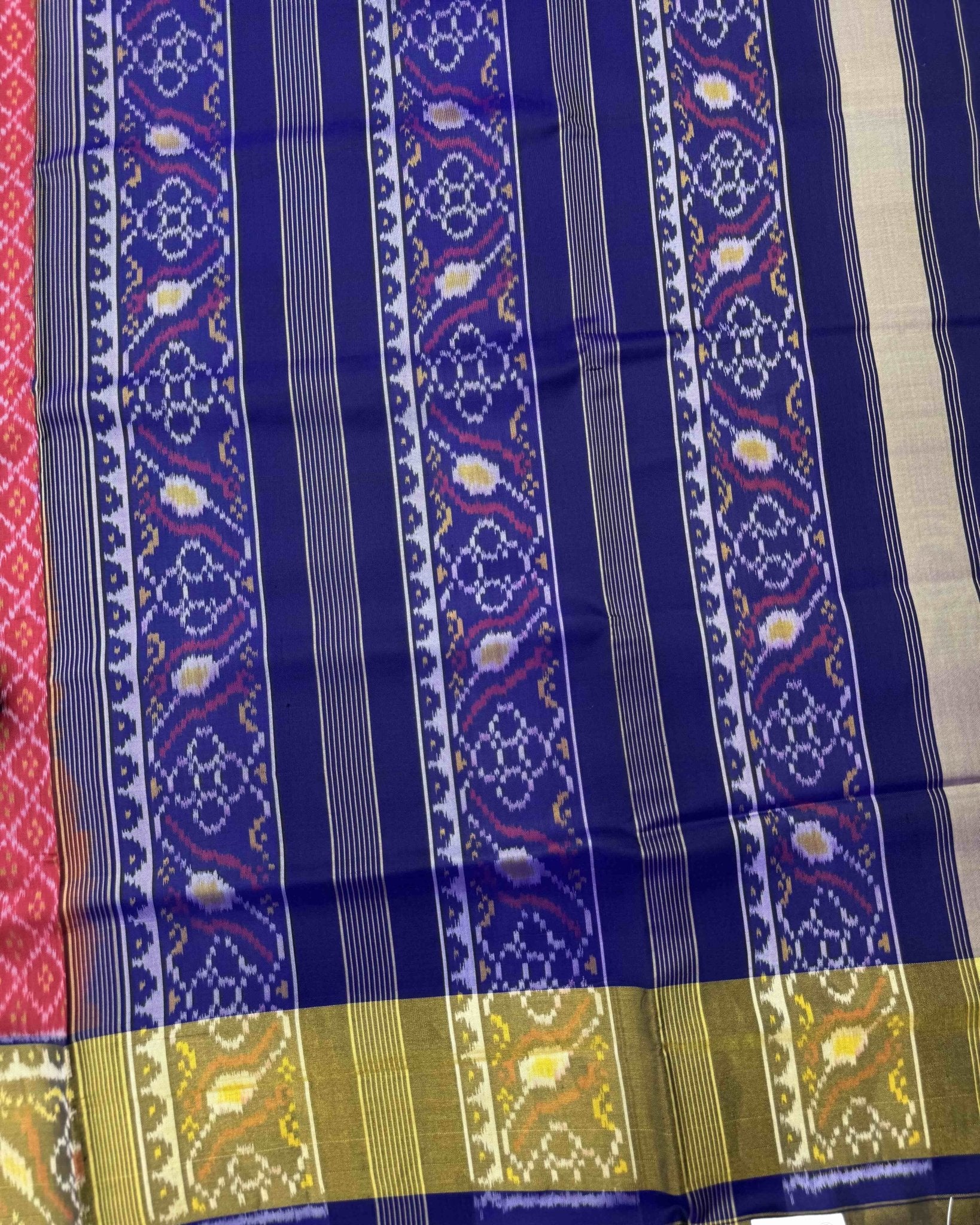Blue & Pink Booty Design Patola Saree - SindhoiPatolaArt