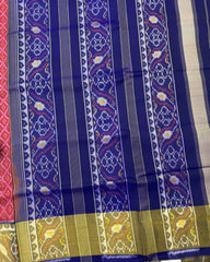 Blue & Pink Booty Design Patola Saree - SindhoiPatolaArt