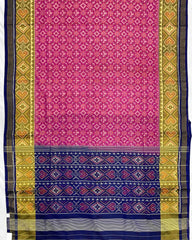 Blue & Pink Buttonful Patola Saree - SindhoiPatolaArt