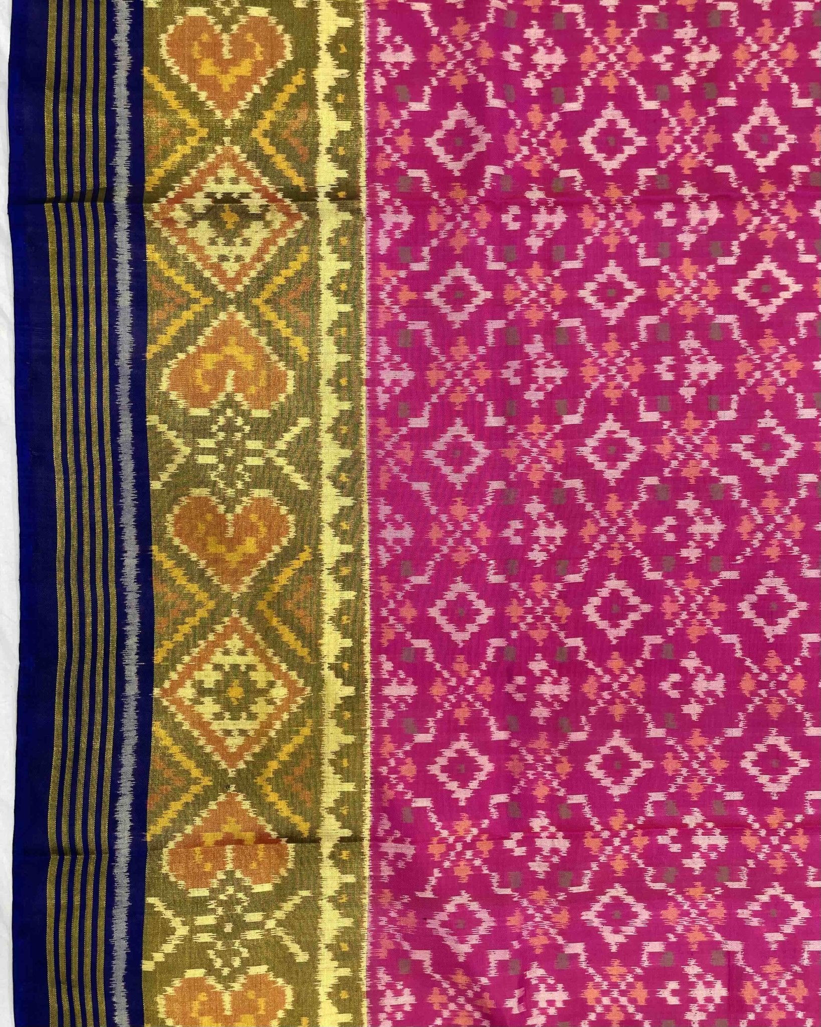 Blue & Pink Buttonful Patola Saree - SindhoiPatolaArt