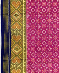 Blue & Pink Buttonful Patola Saree - SindhoiPatolaArt