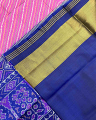 Blue & Pink Leheriya Patola Saree - SindhoiPatolaArt