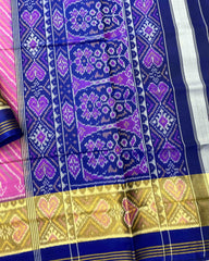 Blue & Pink Leheriya Patola Saree - SindhoiPatolaArt