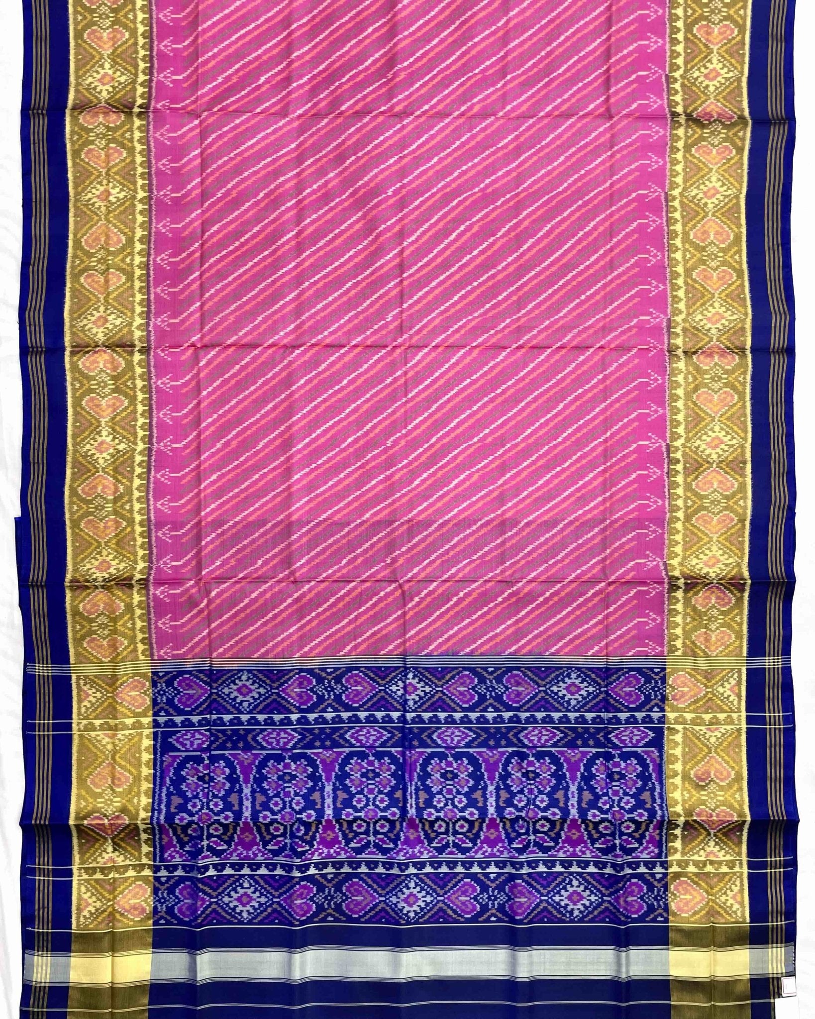 Blue & Pink Leheriya Patola Saree - SindhoiPatolaArt