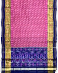 Blue & Pink Leheriya Patola Saree - SindhoiPatolaArt