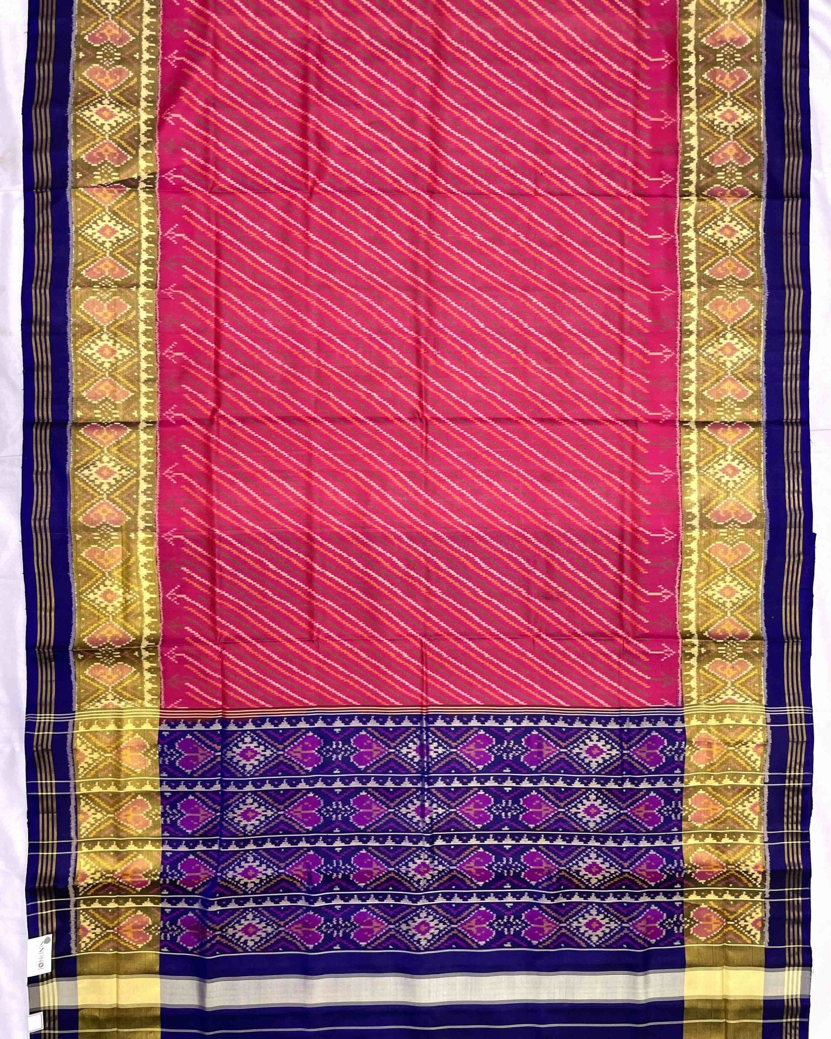Blue & Pink Leheriya Patola Saree - SindhoiPatolaArt