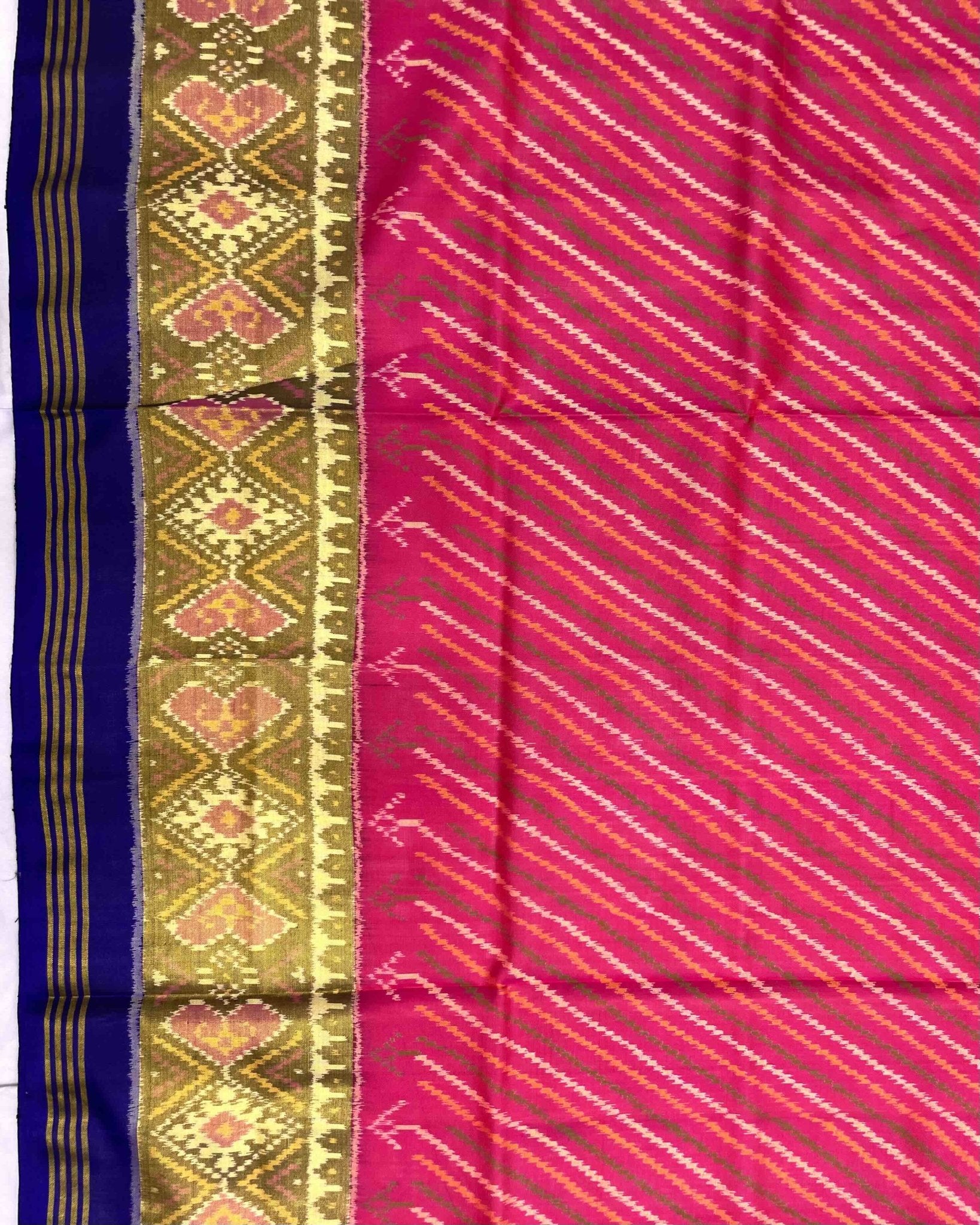Blue & Pink Leheriya Patola Saree - SindhoiPatolaArt