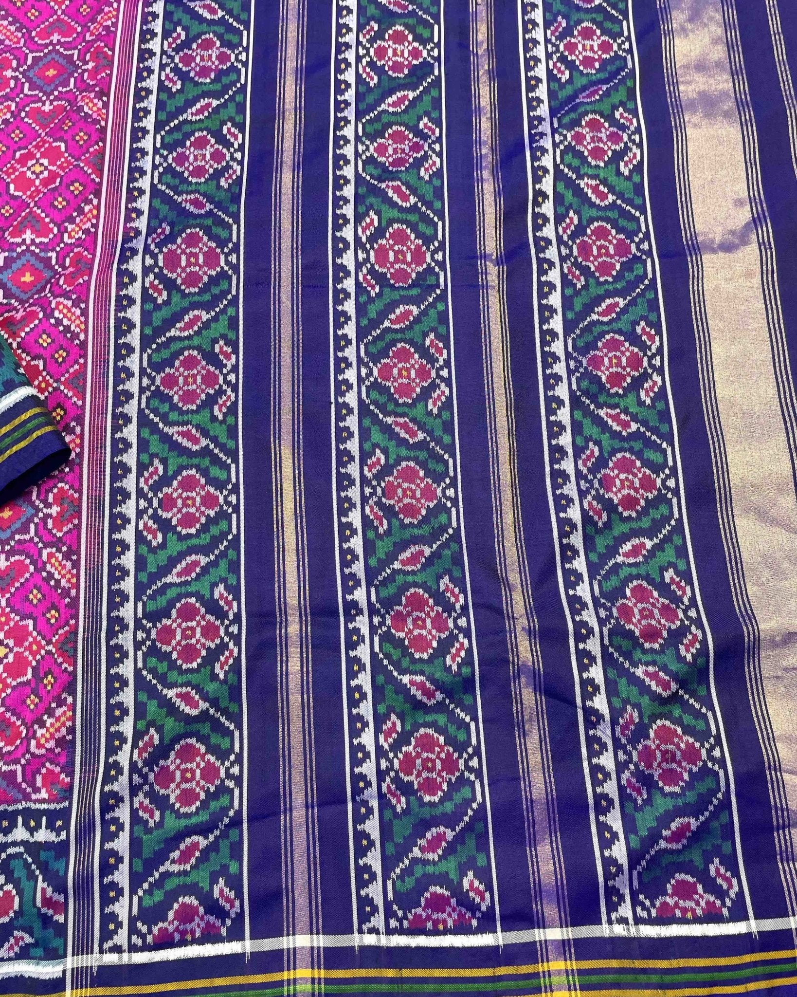 Blue & Pink Manekchowk Designer Patola Saree - SindhoiPatolaArt