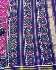 Blue & Pink Manekchowk Designer Patola Saree - SindhoiPatolaArt