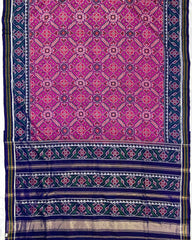 Blue & Pink Manekchowk Designer Patola Saree - SindhoiPatolaArt