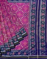 Blue & Pink Manekchowk Designer Patola Saree - SindhoiPatolaArt