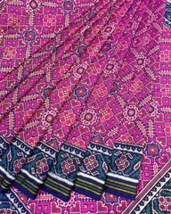 Blue & Pink Manekchowk Designer Patola Saree - SindhoiPatolaArt