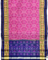 Blue & Pink Manekchowk Patola Saree - SindhoiPatolaArt