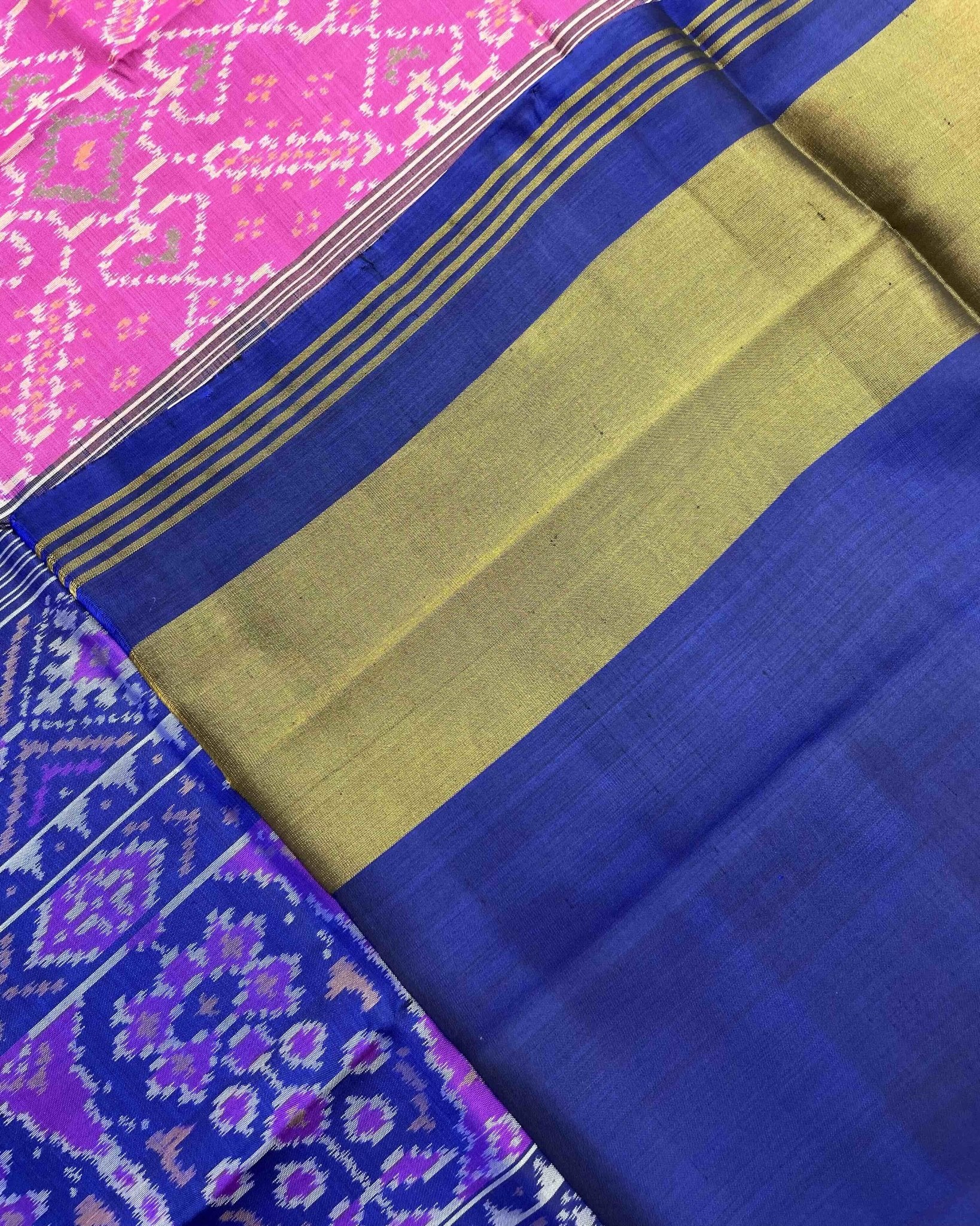 Blue & Pink Manekchowk Patola Saree - SindhoiPatolaArt