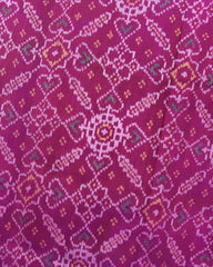 Blue & Pink Manekchowk Semi Double Ikat Patola Saree - SindhoiPatolaArt