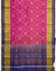 Blue & Pink Narikunj Designer Patola Saree - SindhoiPatolaArt