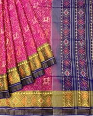 Blue & Pink Narikunj Designer Patola Saree - SindhoiPatolaArt