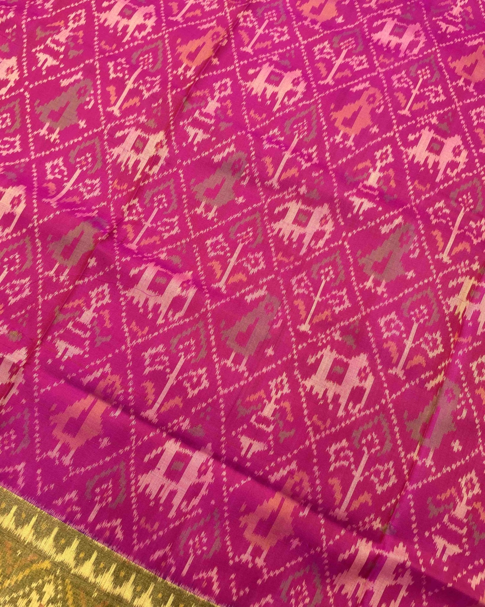 Blue & Pink Narikunj Designer Patola Saree - SindhoiPatolaArt