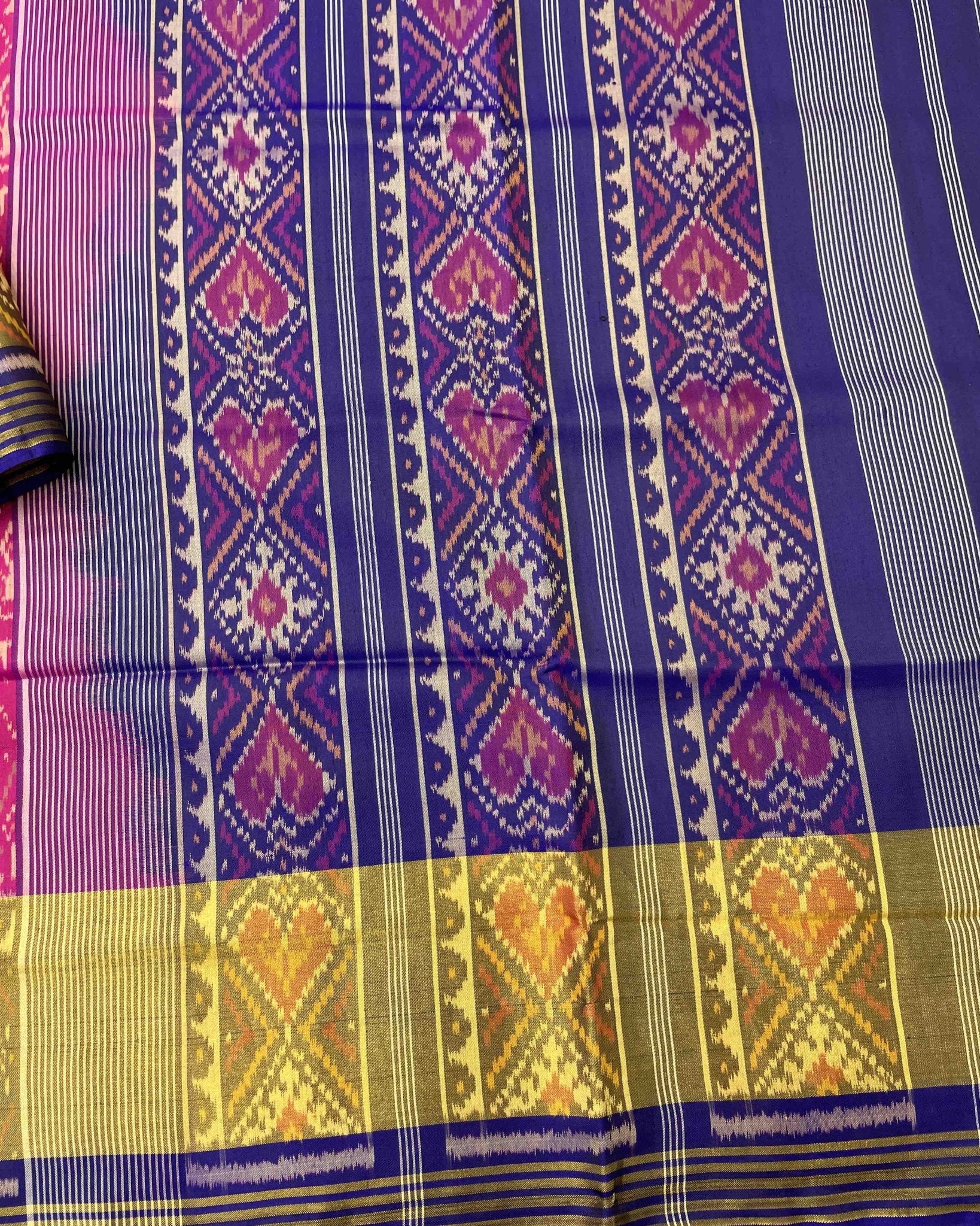 Blue & Pink Narikunj Designer Patola Saree - SindhoiPatolaArt