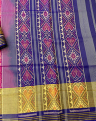 Blue & Pink Narikunj Designer Patola Saree - SindhoiPatolaArt