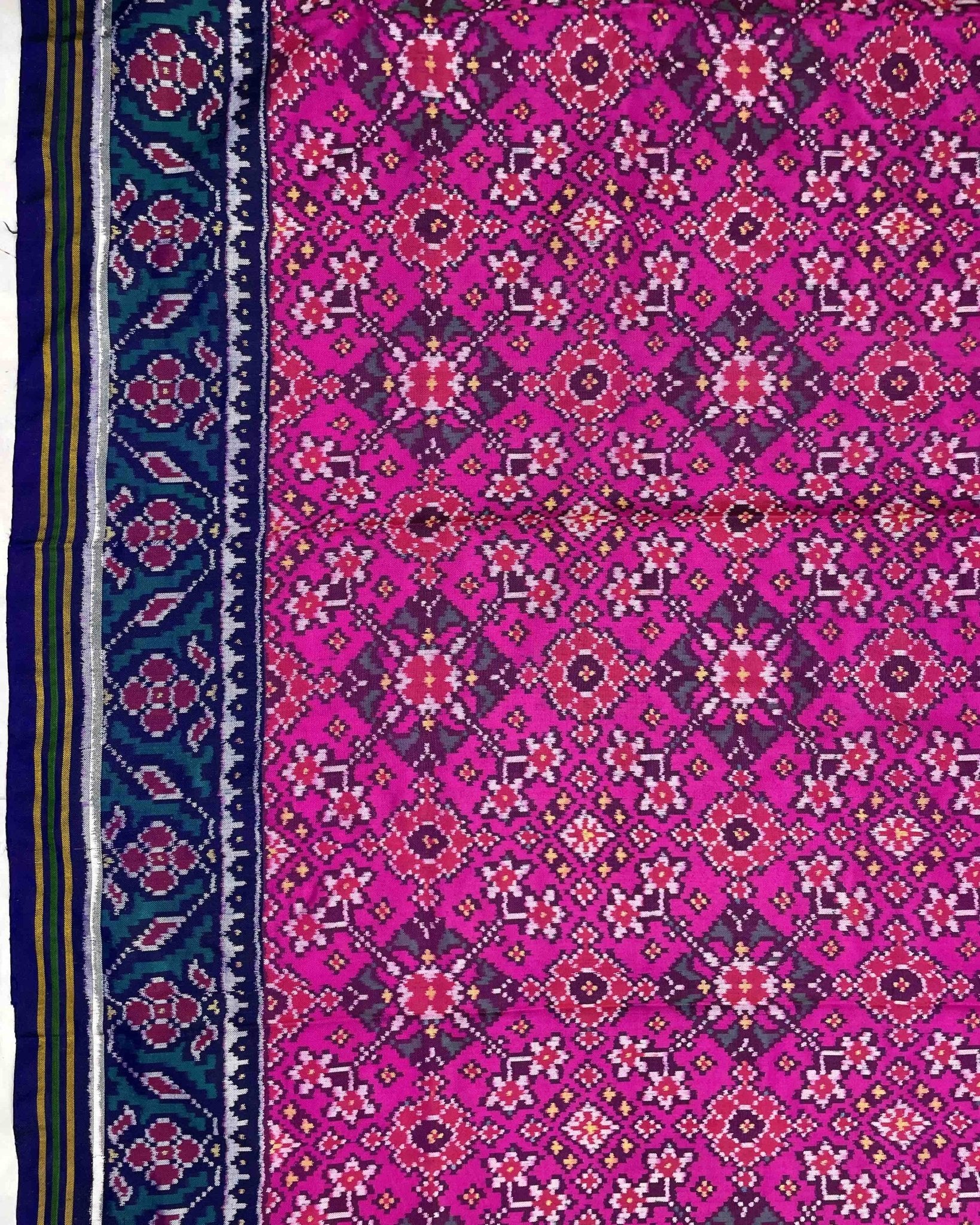 Blue & Pink Navratan Designer Patola Saree - SindhoiPatolaArt