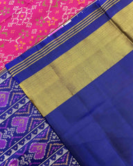 Blue & Pink Navratan Designer Patola Saree - SindhoiPatolaArt
