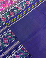Blue & Pink Navratan Designer Patola Saree - SindhoiPatolaArt