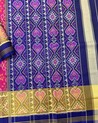Blue & Pink Navratan Designer Patola Saree - SindhoiPatolaArt