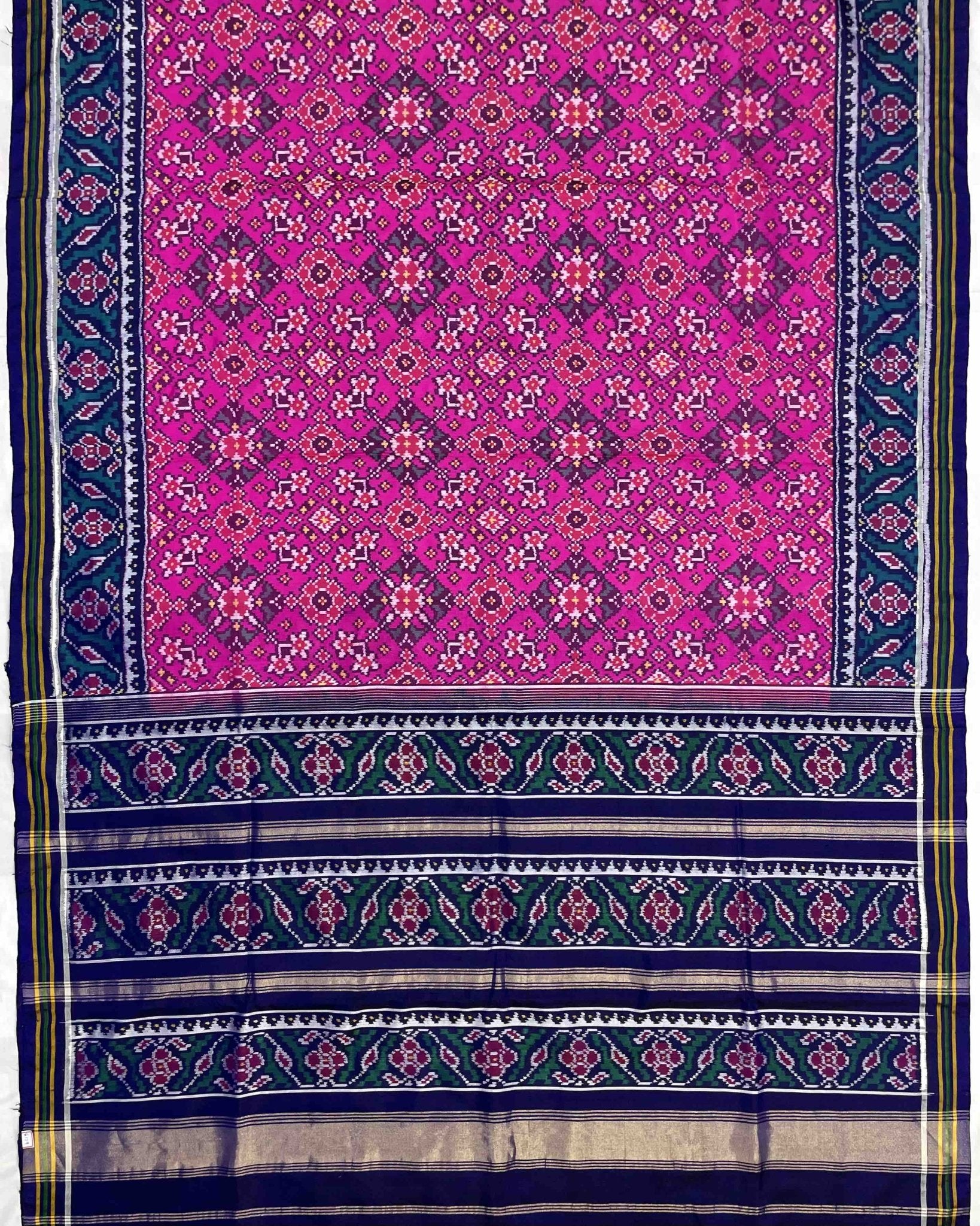 Blue & Pink Navratan Designer Patola Saree - SindhoiPatolaArt