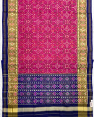 Blue & Pink Navratan Designer Patola Saree - SindhoiPatolaArt