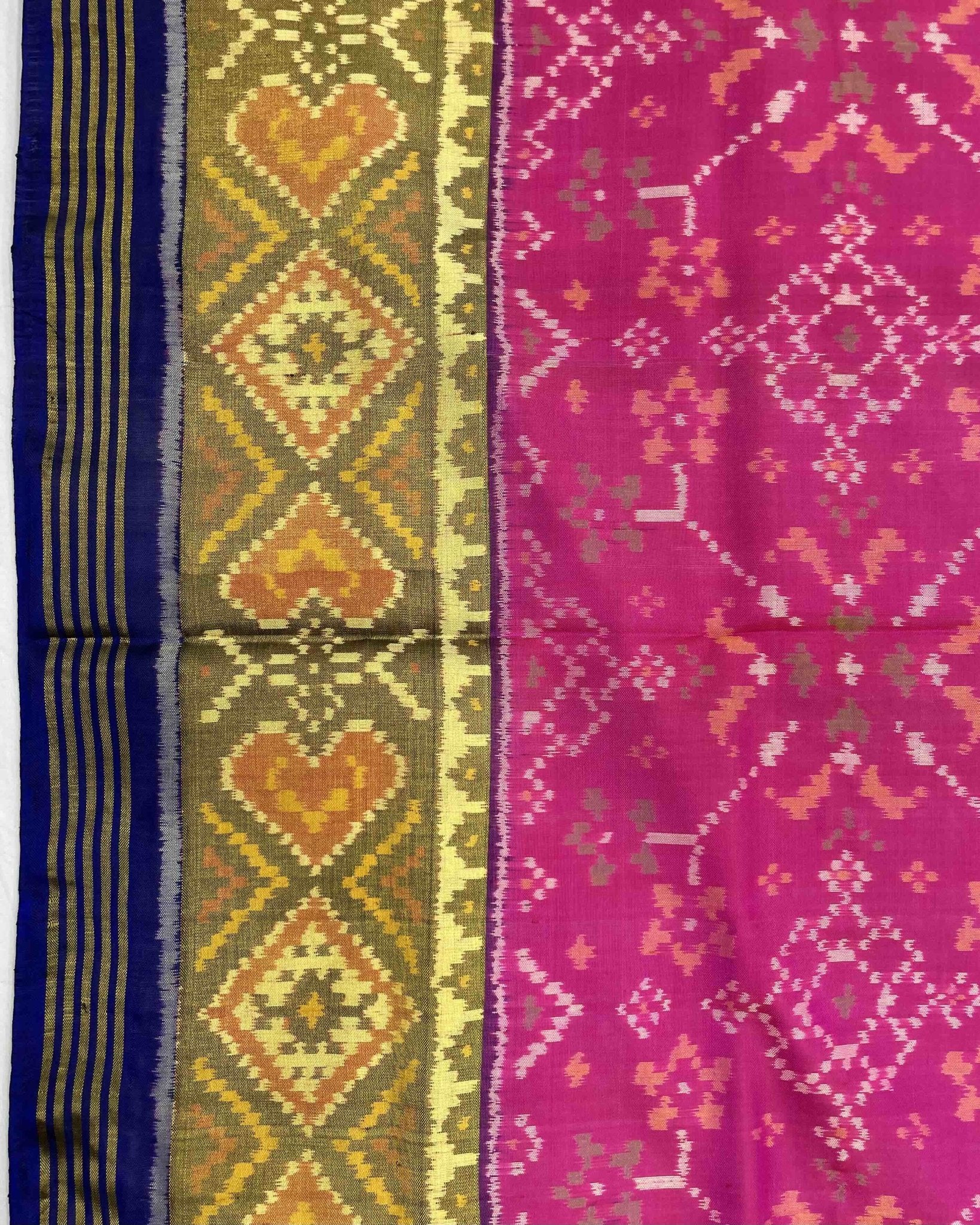 Blue & Pink Navratan Patola Saree - SindhoiPatolaArt