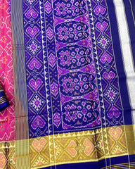 Blue & Pink Navratan Patola Saree - SindhoiPatolaArt