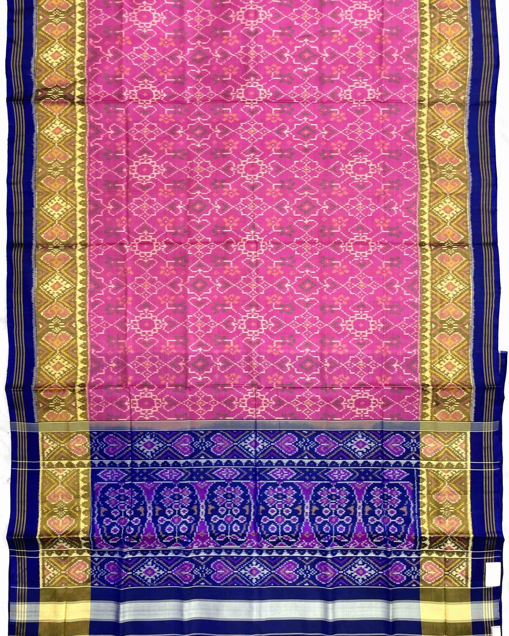 Blue & Pink Navratan Patola Saree - SindhoiPatolaArt