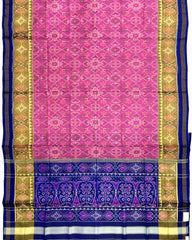 Blue & Pink Navratan Patola Saree - SindhoiPatolaArt