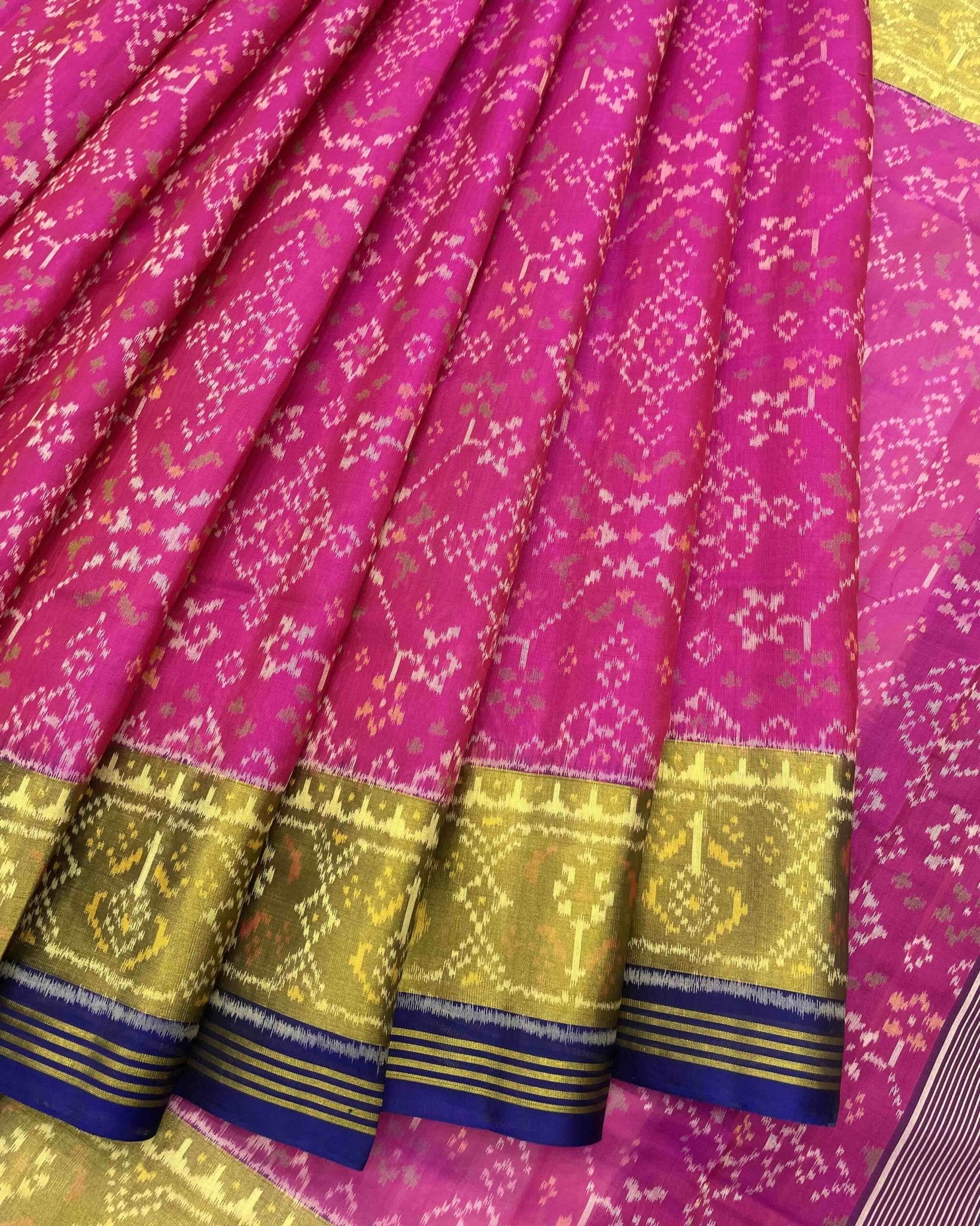 Blue & Pink Navratan Patola Saree - SindhoiPatolaArt