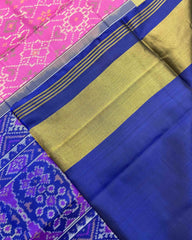Blue & Pink Navratan Patola Saree - SindhoiPatolaArt