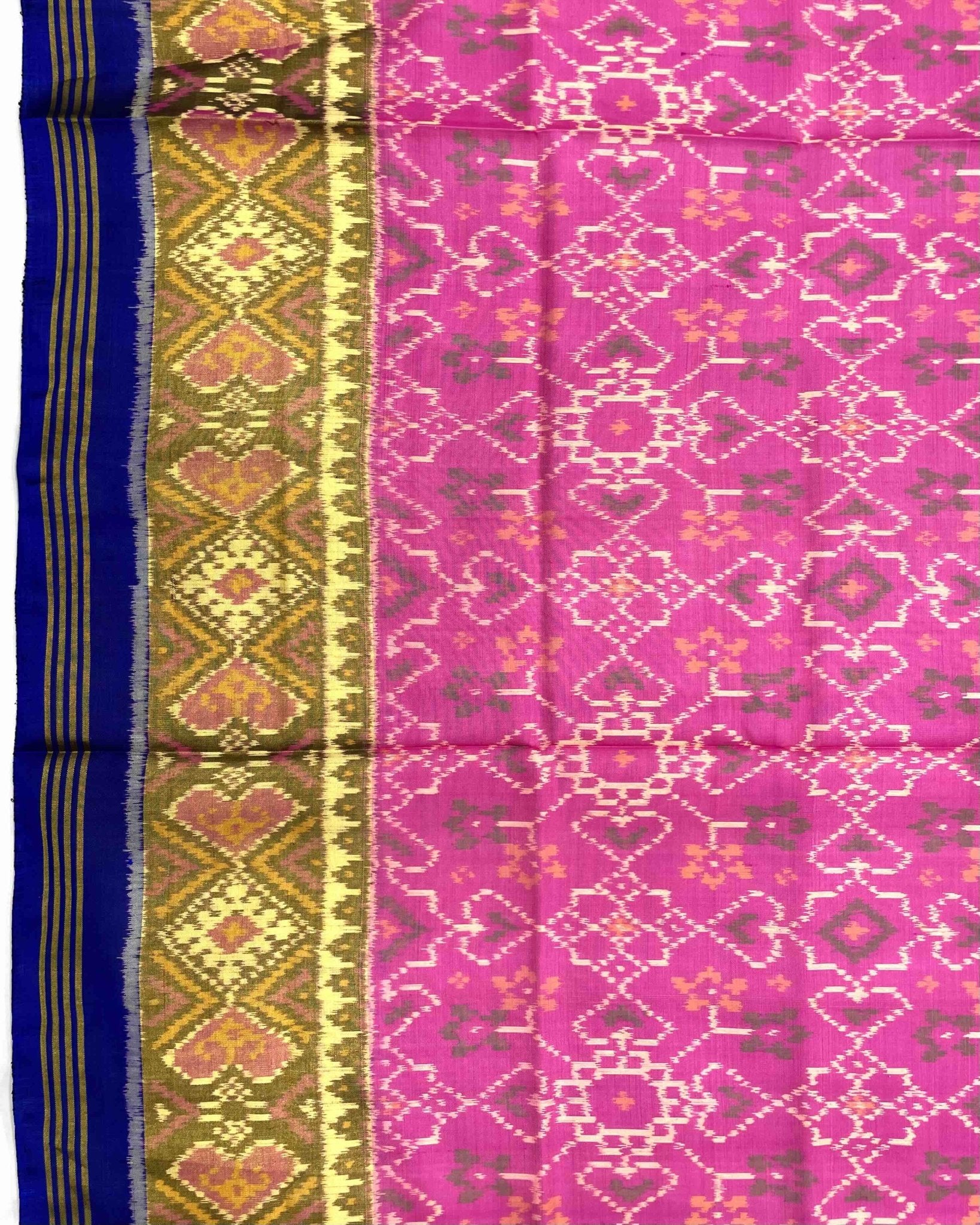 Blue & Pink Navratan Patola Saree - SindhoiPatolaArt