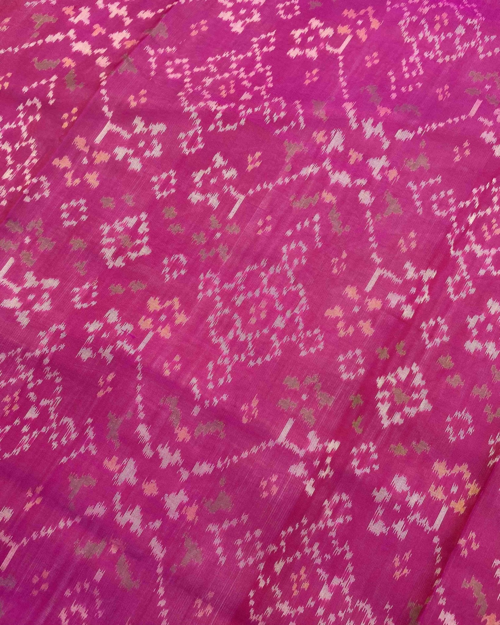 Blue & Pink Navratan Patola Saree - SindhoiPatolaArt