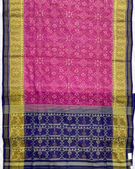 Blue & Pink Navratan Patola Saree - SindhoiPatolaArt