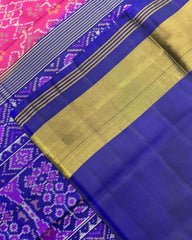 Blue & Pink Navratan Patola Saree - SindhoiPatolaArt
