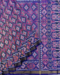 Blue & Pink Panchanda Patola Saree - SindhoiPatolaArt
