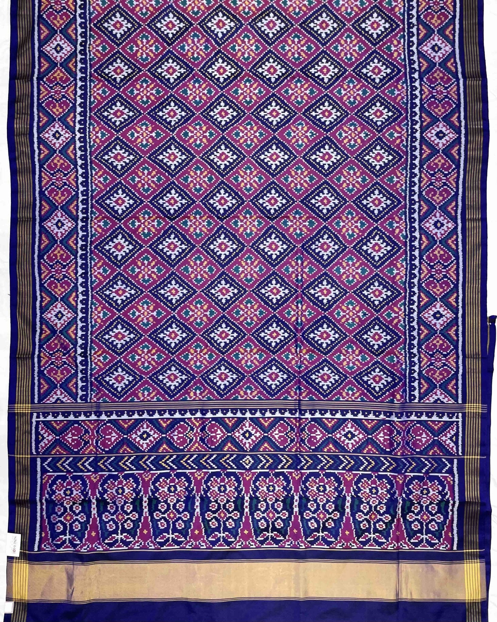 Blue & Pink Panchanda Patola Saree - SindhoiPatolaArt