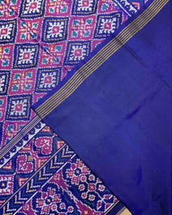 Blue & Pink Panchanda Patola Saree - SindhoiPatolaArt
