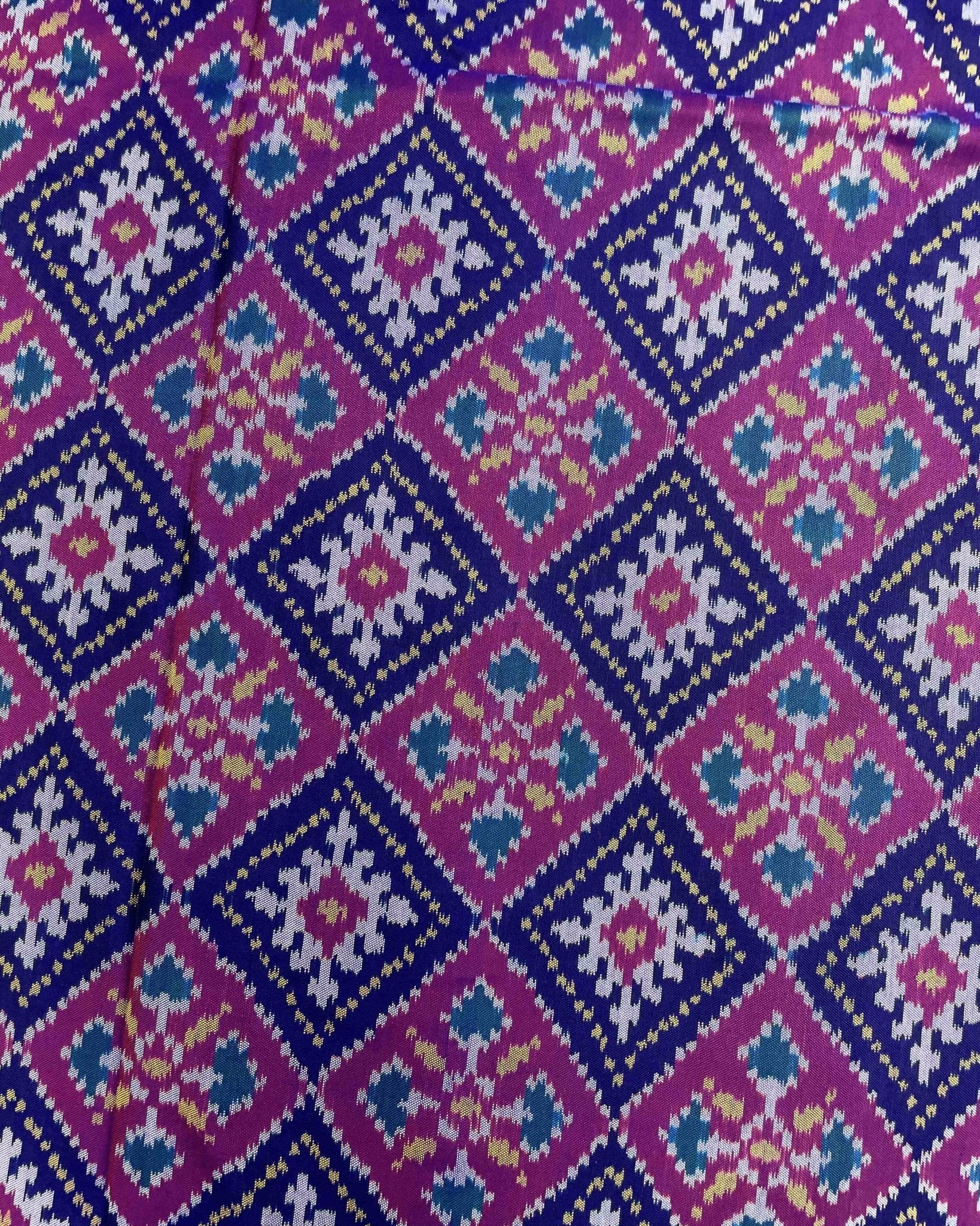 Blue & Pink Panchanda Patola Saree - SindhoiPatolaArt